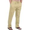 Pantalon Homme Pantalon en Coton Printemps Eté Mode Décontracté Cordon Couleur Unie Quotidien Régulier Droit Maison