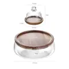 Plates Transparent Glass Fruit Plate With Wooden Lid Home Dessert Cake Double Layer Candy Nut Storage Box Container Dishes