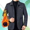 Men's Jackets Men Thickened Jacket Thick Plush Lapel With Zipper Pockets Warm Winter Coat For Father Plus Size Cardigan