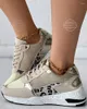 Scarpe casual Sneakers da donna Glitter stampa leopardata Piattaforma con lacci Vulcanize Running Female