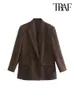 TRAF femmes mode Double boutonnage coupe ample Blazer manteau Vintage à manches longues poches vêtements de dessus pour femmes Chic Veste Femme 240318