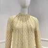 Damesblouses Katoen 2024 Collectie Elegant Solid Lace Hollow Out Lange mouwen Hoge kwaliteit Bijpassende vrouw Casual blouse