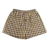 Mäns bomullspil Boxare Casual Plaid Print Elastic midja underkläder Summer Loose Breatble Beach Pants Boxers Shorts 2021