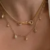 Collane con ciondolo Trendy Oro Argento Colore Girocollo in acciaio inossidabile Semplici pendenti in zirconi lucidi per gioielli da sposa per feste da donna