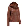 Fashion Women Leather Hooded Jacket High Quality Soft Thin Woman for Sale