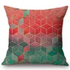 Pillow Modern Nordic Decoration Art Geometric Cubes Colorful Sofa Throw Cover Pink Green Plant Black White Chair