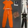 marque de créateurs femmes ensemble survêtement pour ses vêtements orange t-shirt pantalons costumes coton décontracté été classique lettre 3D cheval géométrie pantalon de jogging