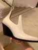 Buty swobodne białe francuski w stylu krótkie buty i kostka z pochyłą piętą spiczastą stóp retro wiosenna jesień pojedyncza robota butów