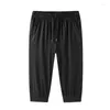 Men's Shorts 2024 Summer Men Thin Ice Silk Cropped Sports Loose High-stretch Casual Pants Quick Dry Clothes