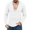Men's Sweaters Men Cotton Blend Sweater Stylish Deep V Neck Knit With Ribbed Detailing Slim Fit Soft Warm Fabric Fall/winter