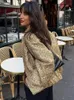 Trafza Women Fashion Sequin Sequin Jacket Y2K Gold Color Stand Twilar Long Long Long