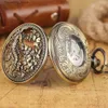 Pocket Watches Exquisite Mechanical Pocket Bronze Hollow Flowers Phoenix Bird Design Alloy Case Self Winding Luxury Pocket Clock Gift Men L240322