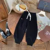 Frühling Herbst Kinder Mädchen Junge Casual Vielseitige Hosen Feste Elastische Taille Jogger Kinder Schweiß E4327 240315