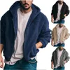 Мужские куртки 2024, осенне-зимняя куртка, двусторонняя арктическая бархатная однотонная повседневная куртка с капюшоном и молнией