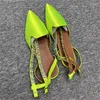 Casual Shoes Spring and Autumn Style Baotou Pointy Rhinestone Sandaler Women Plat Bottom 42 meter Satin Back Buckle Women's