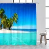 Shower Curtains Ocean Curtain Seaside Scenery Beach Natural Landscape Palm Tree Summer Sunshine Polyester Fabric Printed Bathroom Decor