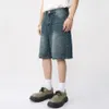 Men Vintage Blue Denim Shorts Summer Casual Loose Jeans Shorts Retro Harajuku Streetwear Hip Hop Y2K Shorts Man 240318