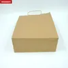 ギフトラップ100pcsリサイクル卸売カスタムショッピングブラウンクラフトペーパーバッグとハンドル