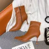 Buty UE i moda w Stanach Zjednoczonych Rose Rose Rose Boots Winter Nowy spiczaste cienki obcas Miękka skórzana jakość kobiet wysoka pięta