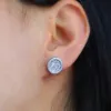 Iced Out Bling Micro Pave CZ 5A Cubic Zircoina Round Heart Shaped Screw Back Earring For Women Men Hip Hop Jewelry 240318