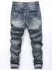 Jean droit en coton Non extensible pour hommes, pantalon en Denim coupé et déchiré, mode décontractée, 240320