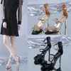 Dress Shoes 2024 Fashion Party Ladies PU High Heel Sandals Adult Solid Zipper Thin Heels Women's Sandalias De Mujer