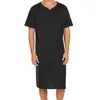 Men's Casual Shirts Short Sleeve Black Shirt Muslim Dress For Men Saudi Arab Nightgown With Long Tops Ideal Sleeping Or Relaxing