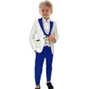 Formella pojkar 3-delad kostym Set Jacketvestpants Paisley Slim Fit Classy Kids Tuxedo Toddler Dresswear Wedding Ring Bearer 240312