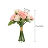 Decorative Flowers Pink Roses Bouquet Small Fake Artificial Flower For Decoration Faux Ornament