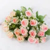 Decorative Flowers 10 Heads Artificial Silk Rose Bridal Bouquet Fake Flower Wedding Table Vase Home Party Decoration DIY Scrapbook Supplies