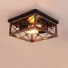Ceiling Lights American Retro Light Living Room Kitchen Bedroom Square Lamp Entrance Hall Balcony Stairs Corridor