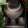 Halsband örhängen set hibride trendiga 2 toner örhänge och smycken för kvinnor kubik zirkoniumbridal bijoux femme ensemble n-1092