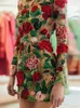 Casual Dresses Elegant Embroidered Floral Dress For Women Lace Mini Bodycon Long Sleeve Party Ladies