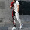 Set di tute da uomo estive Set di graffiti punteggiati Stampa 3D T-shirt a maniche corte moda Pantaloni Tute Set di abbigliamento da jogging da uomo 240322