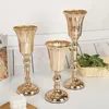 Vasos de metal trompete desktop peças centrais vaso casamento peça central flor decoração rack suporte vela festa