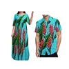 Robes de soirée en gros impression de fleurs personnalisée robe hawaïenne demi manches longues volants polynésien à plusieurs niveaux