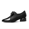 ポンプcresfimix women classic black bow tie medium heel slip on Spring Shoes Lady Fashion Sweet Blue Party High Heel Shoes a6882