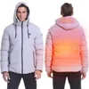 Vestes pour hommes Hommes 2 zones USB veste chauffante hiver extérieur chauffage électrique chaud thermique sweats à capuche manteau couleur unie vêtements chauffants