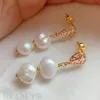 Dangle Earrings White Baroque Pearl Earring 18k Ear Drop Hook Platinum Everyday Beaded Wedding Diamond Children Silver Handmade