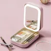 Boîtes de rangement LED miroir boîte de maquillage cosmétiques mode sac de voyage portable étui simple avec pour les femmes