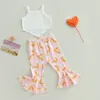 Conjuntos de ropa Baby Kid Girls Pantalones Set Camisola sin mangas con onda Sun Stars Print Flare