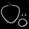 Ketting Oorbellen Set 1 Prachtige Parel Armband Sieraden Accessoires Voor Vrouwen Verloving Bruiloft Cadeau 4XBF