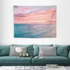 Tapisserier Pink Cotton Candy Sky Ocean Waves Sunset Tapestry matta på väggrummet Dekorativa väggmålningar