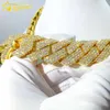 Große kubanische Halskette Iced Out Hip Hop 20 mm 20 Zoll Vvs Lab Diamant kubanische Gliederkette vergoldet