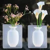 Vases Silicone Flower Vase Wall Stickers Pot Self Adhesion Hydroponics Planter Sticker Hang Flowers DIY Home Decor