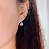 أقراط مسمار 925 Sterling Silver Pink Pink Diamond Wathible Water Droplets Simple الزفاف