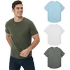 Mens Ultra Soft Bamboo Fiber Viscose Fiber T-shirt med krökt hem lättvikt och sval kortärmad avslappnad grundläggande t-shirt