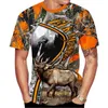 Été nouveaux hommes manches courtes mode décontracté 3D wapiti imprimé t-shirt style décontracté vêtements pour hommes