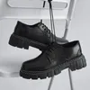 Scarpe casual da uomo maggiorate da lavoro moda traspirante suola spessa sneakers in pelle da uomo con plateau scarpe da ginnastica Oxford da uomo