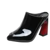 Casual Shoes Summer 2024 Women Slipper High Heel Sandal Ladies Quality PU Leather Slides Pumps